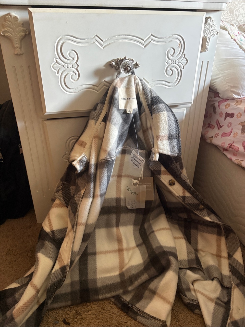 Thread & Supply Cream, Brown and Gray Plaid Coat - Picture 1 of 1